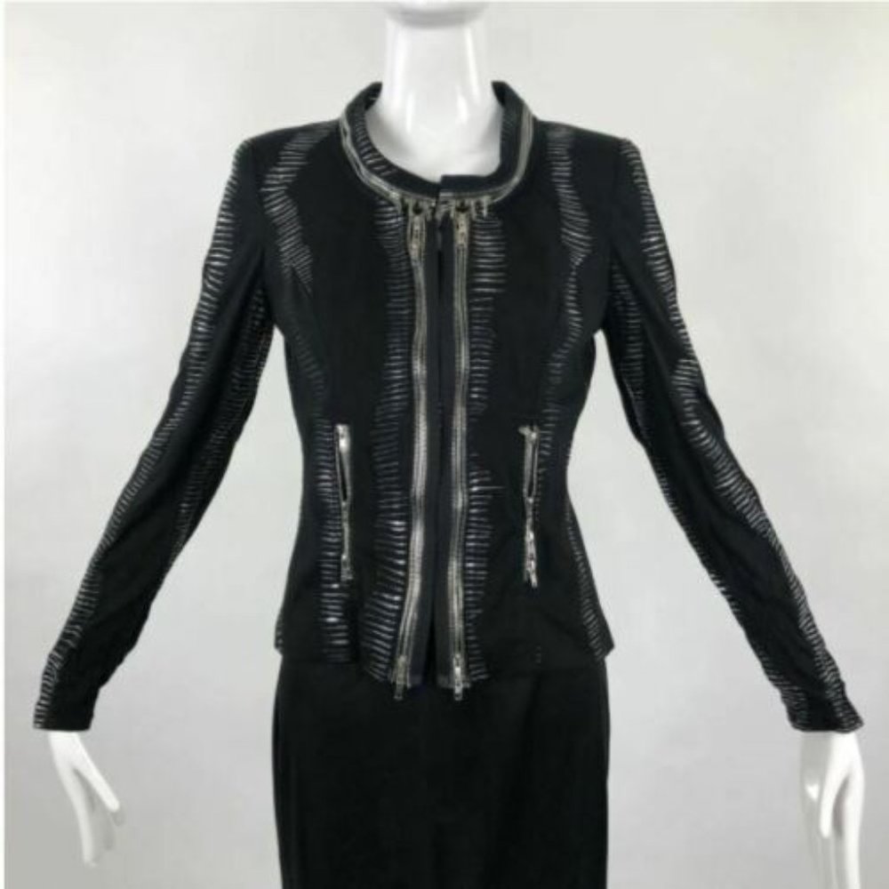 $495 Alberto Makali Black Zipper And Silver Detail